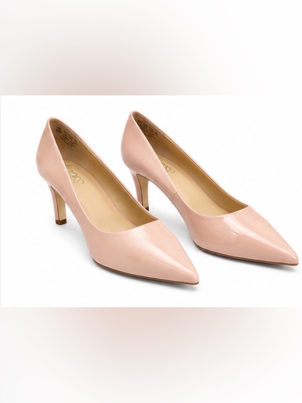 Franco Sarto Blush Pink Patent Pointed Toe Mid Heel Pump 9.5